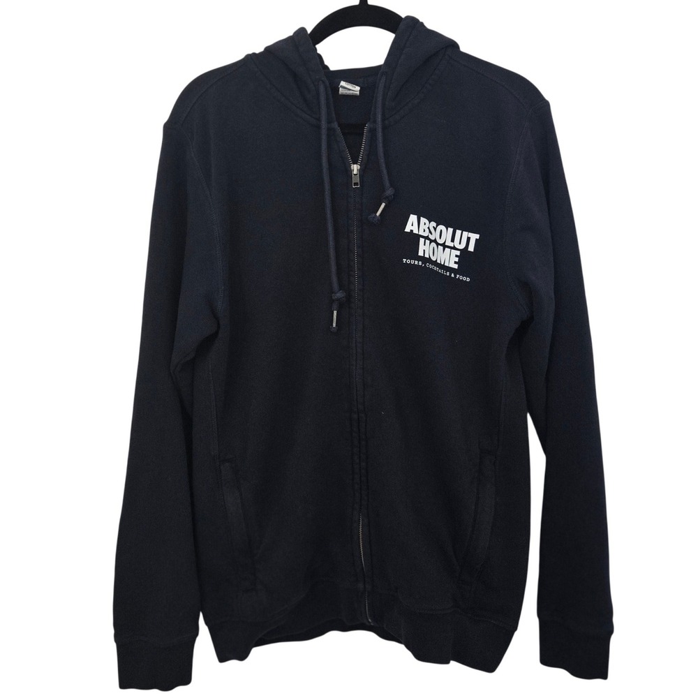 Absolut Home Vodka Zip Up Hoodie Mens M Navy Blue Tours Cocktails Sweden Promo